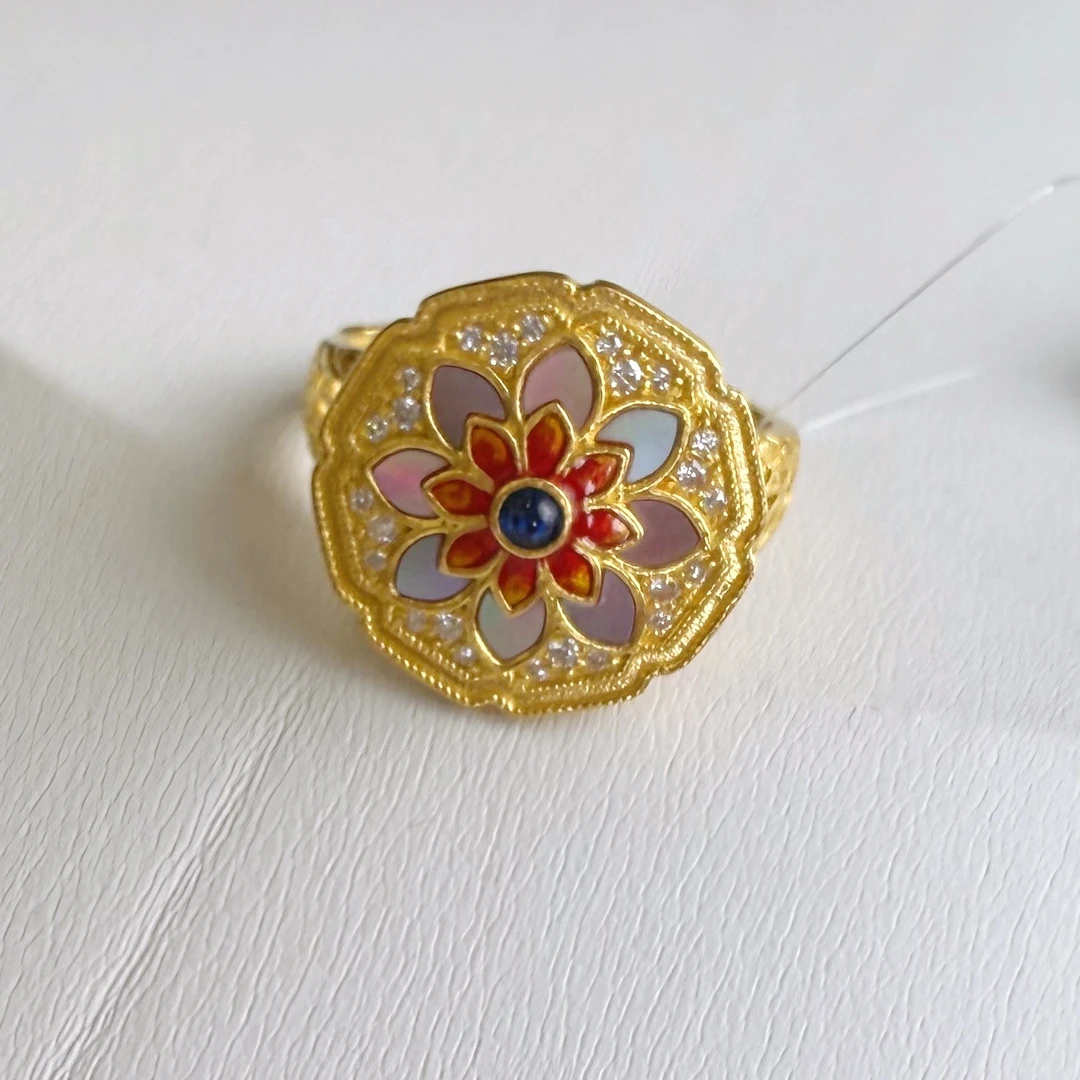 足金999 轻奢时尚花花款黄金戒指