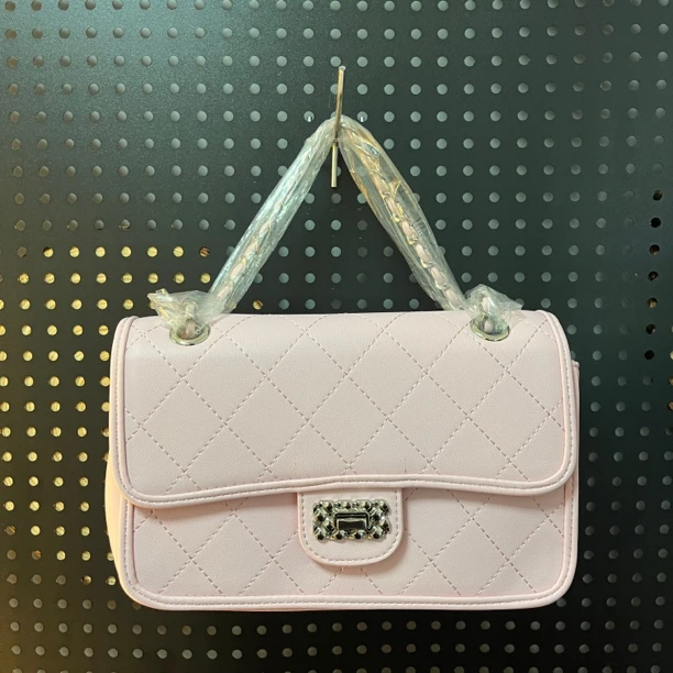 粉色手提斜款单肩休闲百搭女士包包