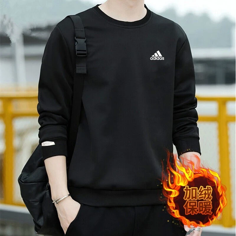 adidas/阿迪达斯正品冬季男子加绒运动圆领长袖百搭舒适休闲卫衣