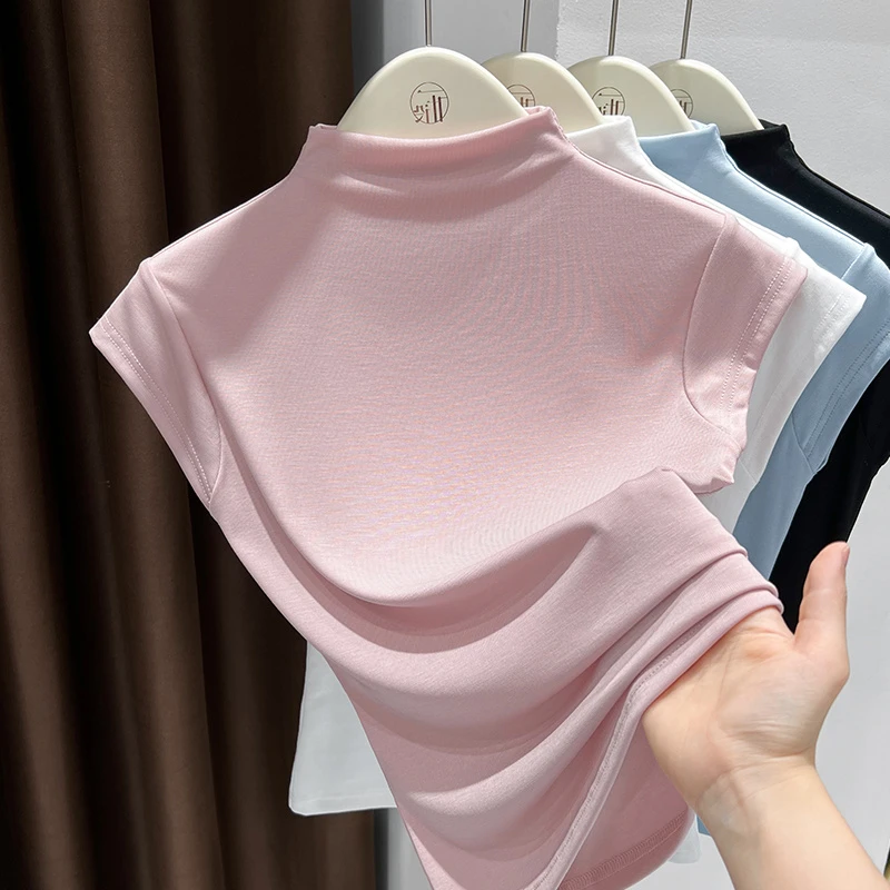 软糯亲肤夏季清凉透气小飞袖T恤2025新款时髦洋气品质女装上衣潮