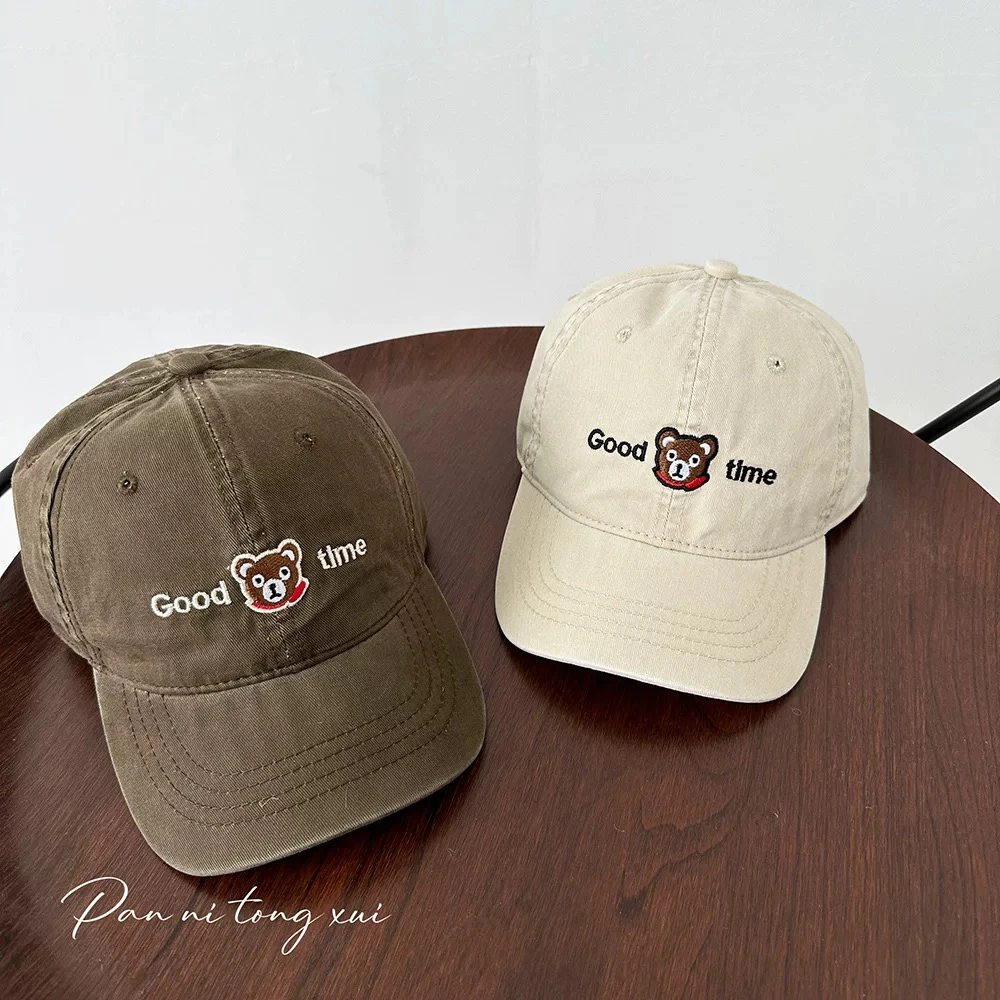 春季新款儿童棒球帽可爱卡通刺绣小熊鸭舌帽韩版春夏宝宝遮阳帽子