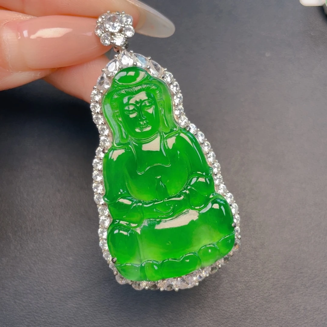 【闪购商品】吊坠(不含链)银S925镶嵌翡翠