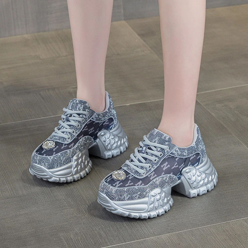 内增高老爹鞋女2025夏季新款百搭松糕底透气运动休闲时尚鞋子圆头