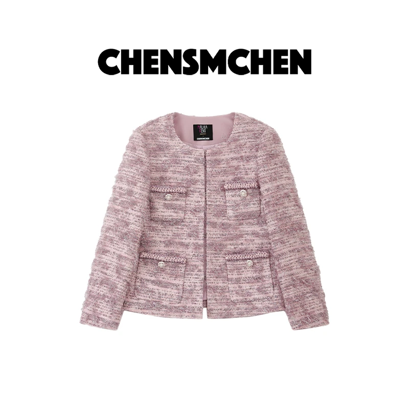 CHENSMCHEN 进口经典粗花呢小香外套女气质精致优雅上衣CSW7648YW