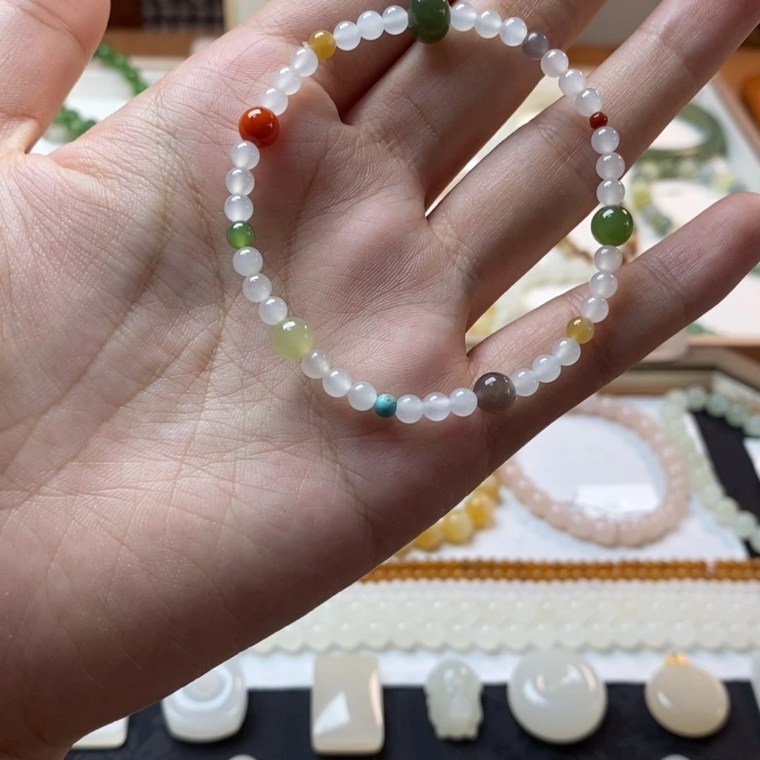 手串未镶嵌和田玉和田玉多宝设计款