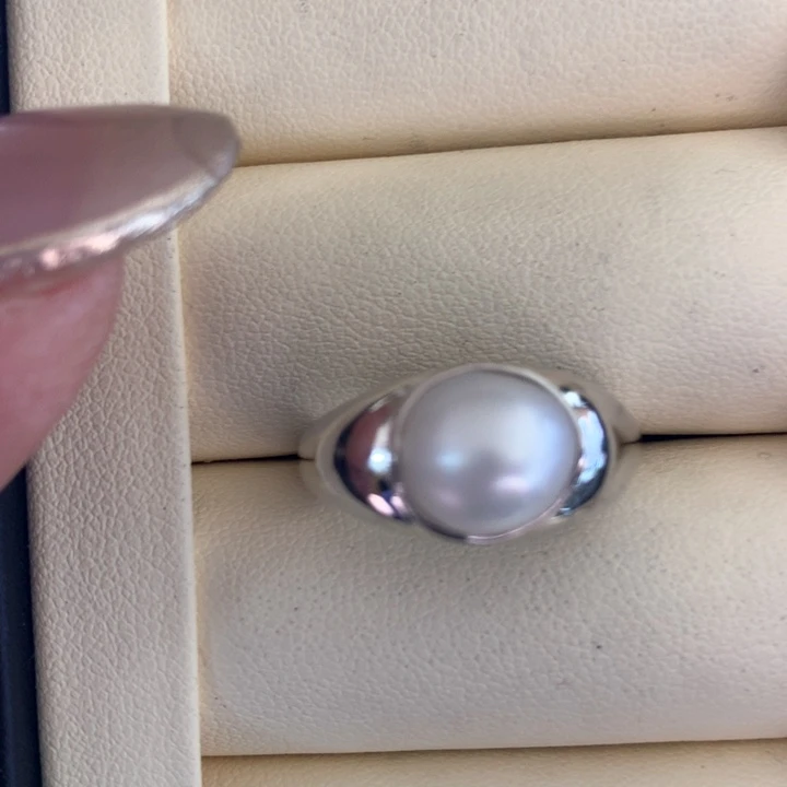 银S925镶嵌戒指海水珍珠