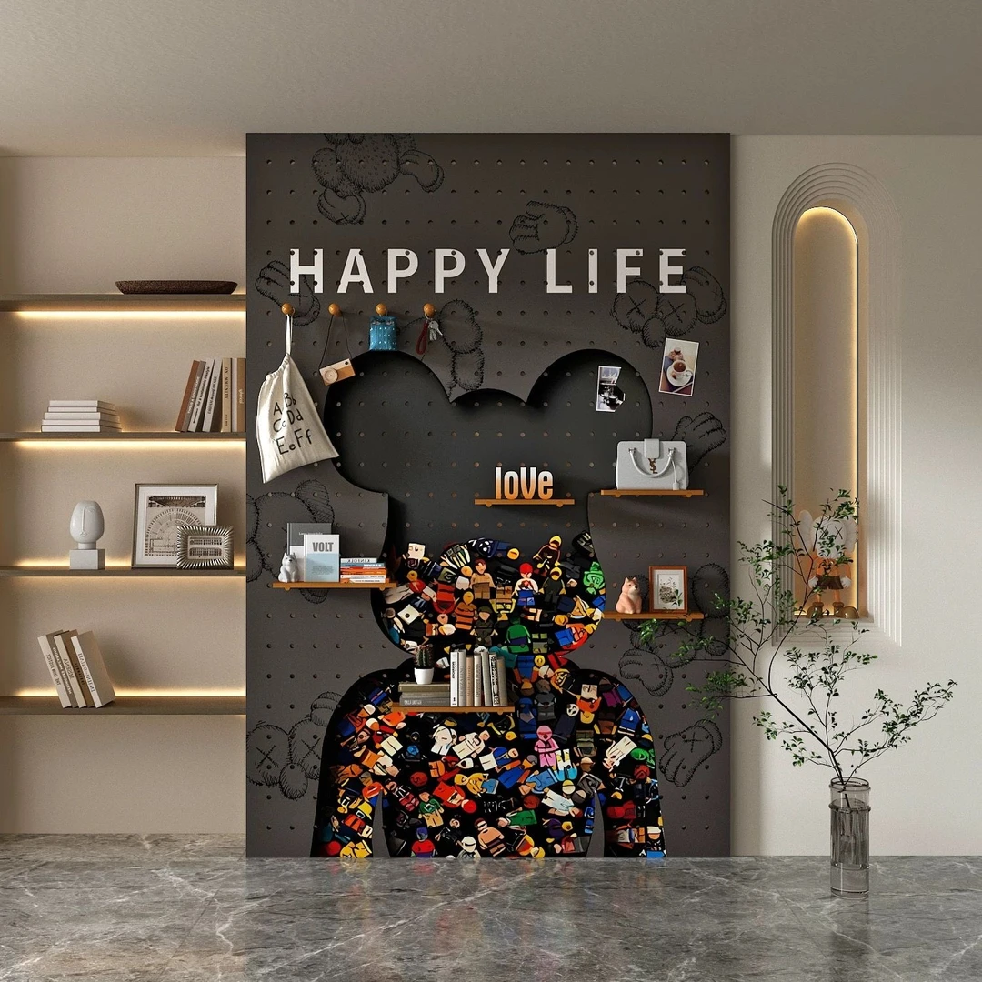 【云尚】轻奢潮流暴力熊洞洞板墙面挂板装饰收纳架装饰置物架100200