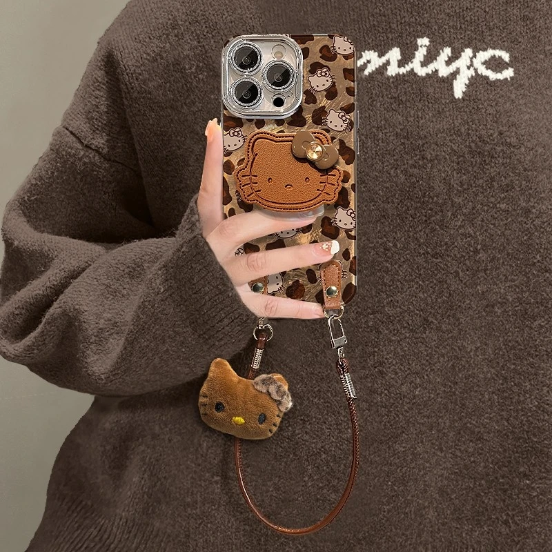 适用满屏KT猫苹果17promax精孔冰川纹手机壳华为oppo小米vivo卡通