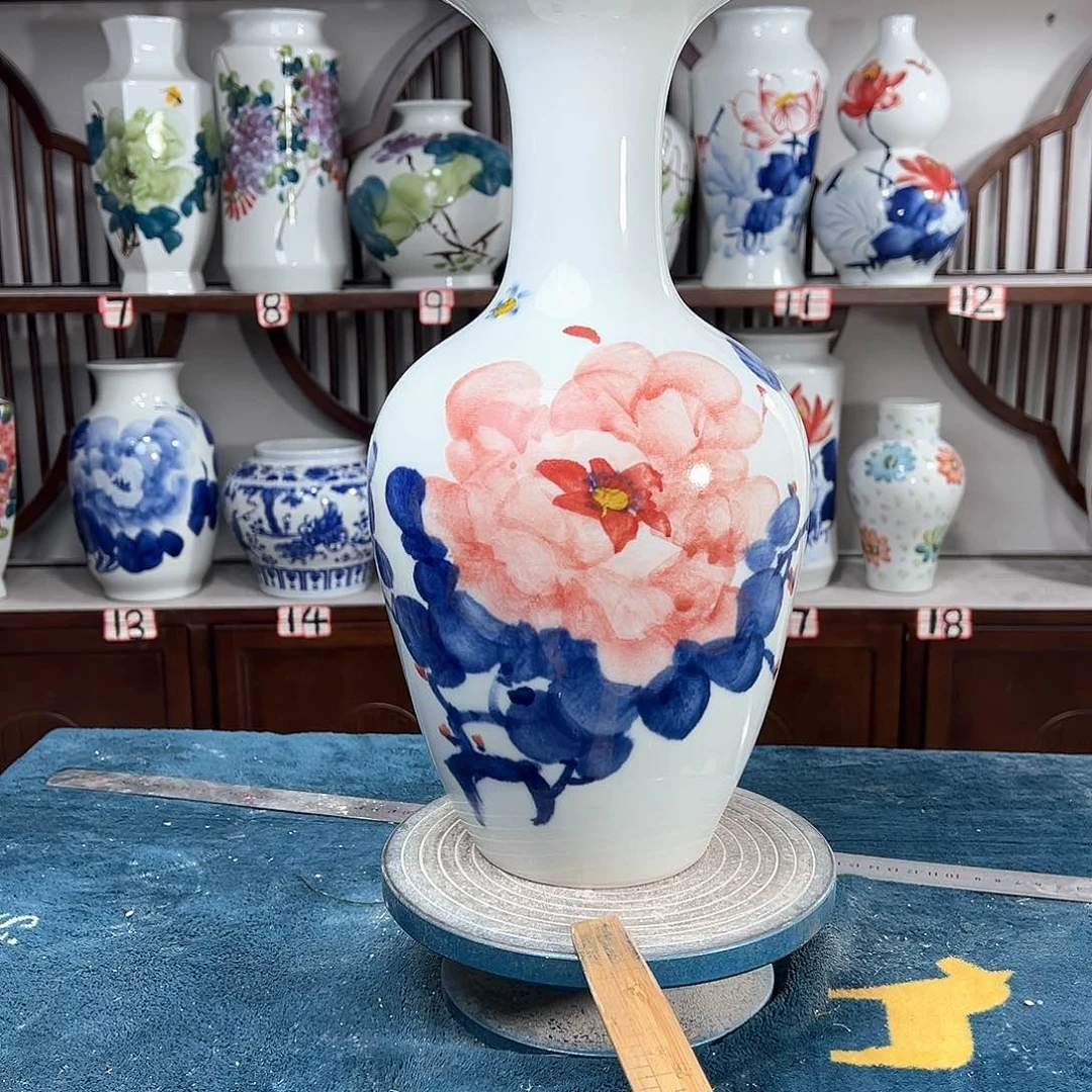 摆件景德镇陶瓷棒红牡