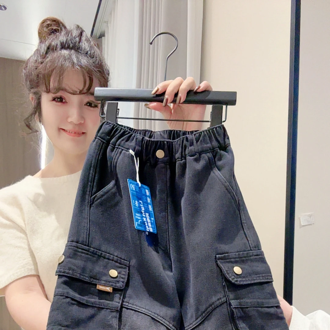 男童加绒裤子秋冬2025新款冬季儿童工装牛仔裤男宝一体绒加厚童裤