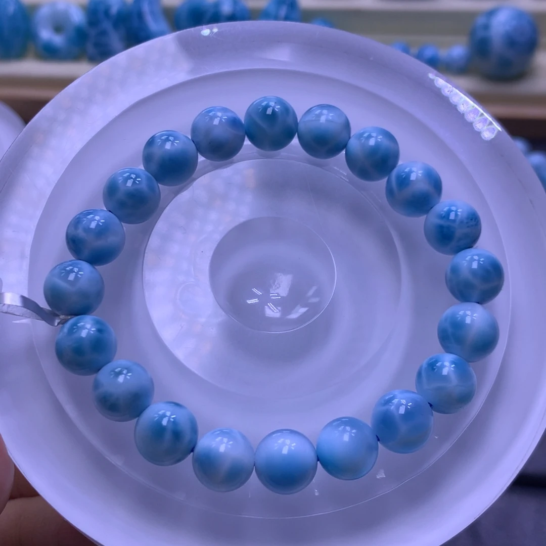 针钠钙石（海纹石）未镶嵌手串9+手串色差略异