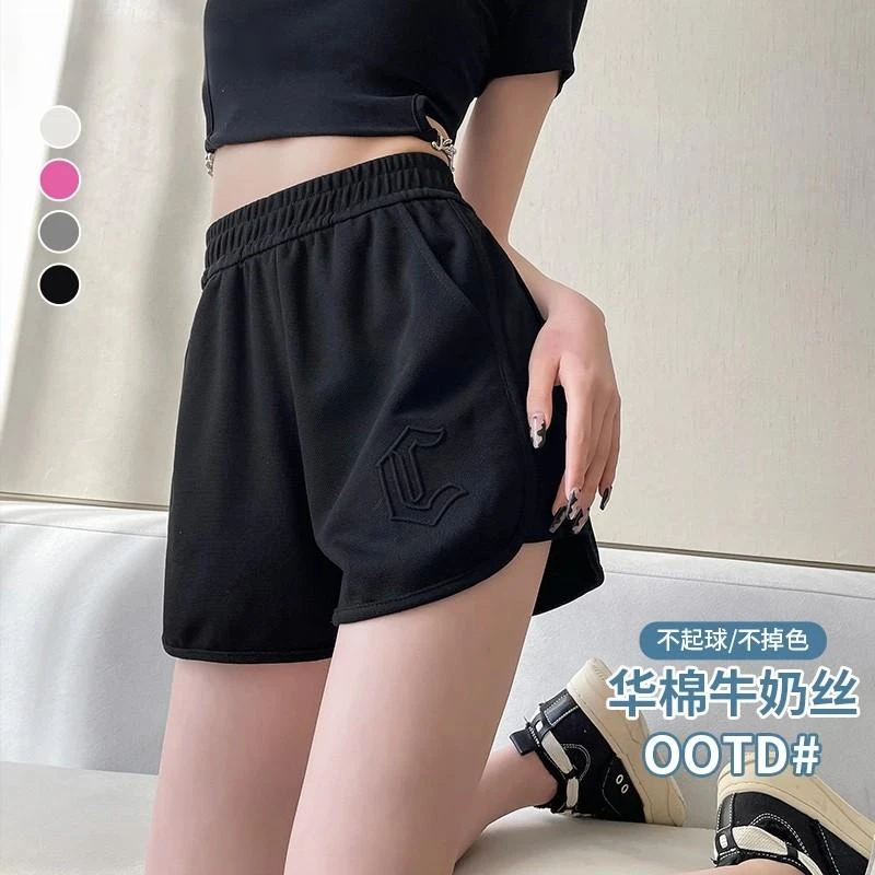 运动短裤女夏2025新款外穿跑步速干冰丝阔腿休闲棉感透气a字热裤