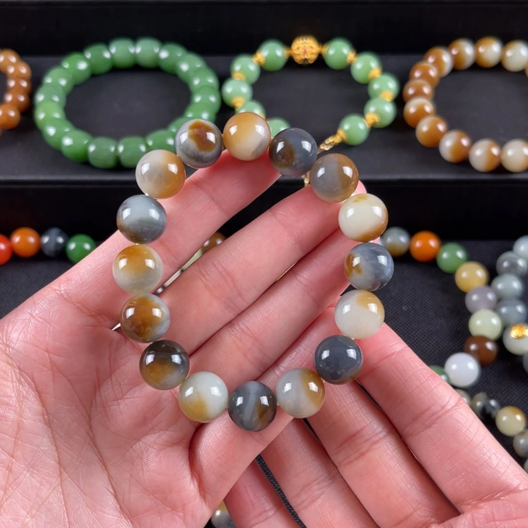 和田玉手串未镶嵌丁*卡12