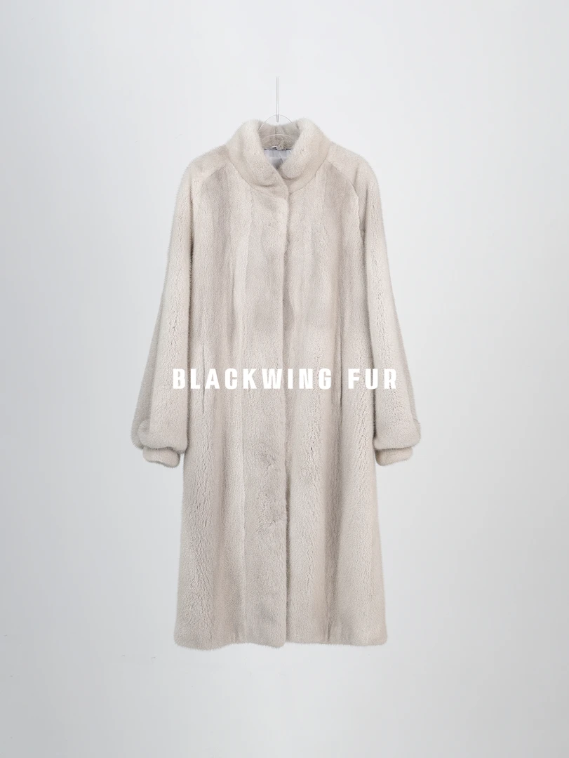 [黑翼.甄选银蓝]秋冬新款女装高奢气质银兰进口水貂皮草