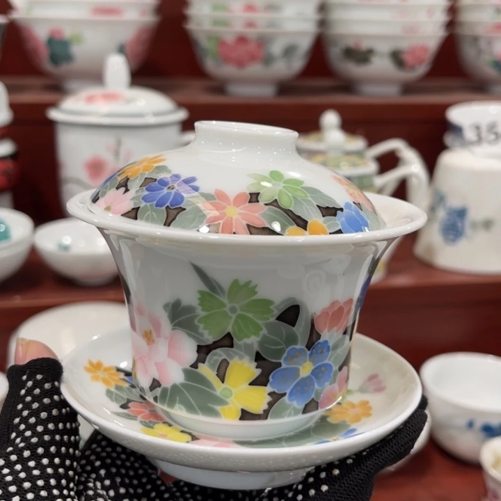 陶瓷醴陵手绘釉下五彩盖碗，2等