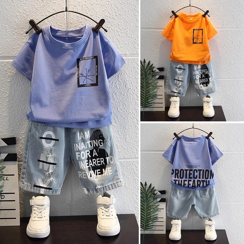 男童夏装套装2025新款韩版时尚洋气夏季薄款儿童中大童短袖两件套