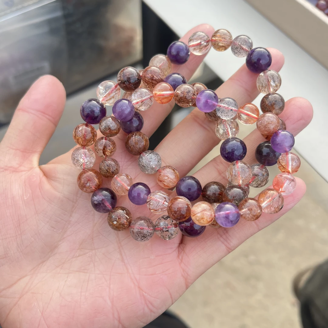 【梵东甄选】A136-天然黑加仑超七单圈水晶手串手链-多样性发其一