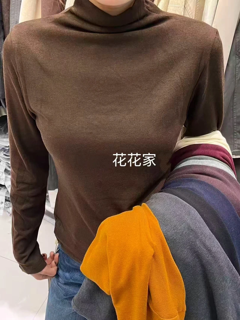 （花花家）秋冬新款高领云柔打底基础修身百搭女