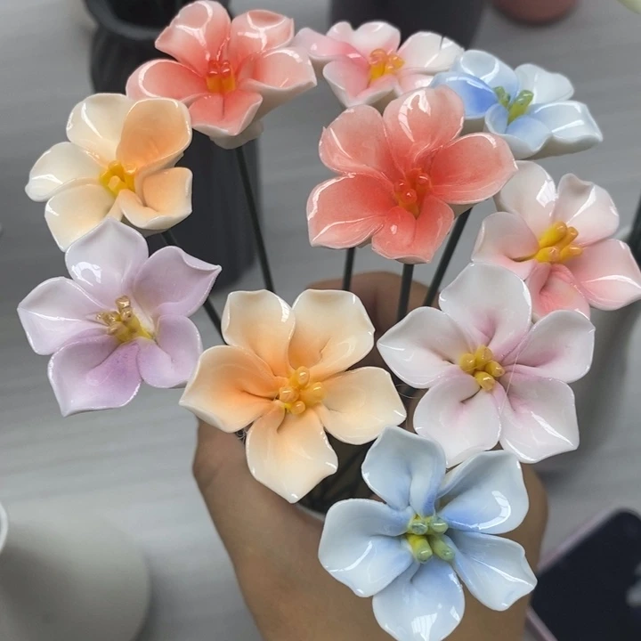 陶瓷陶瓷材料5朵混搭樱花