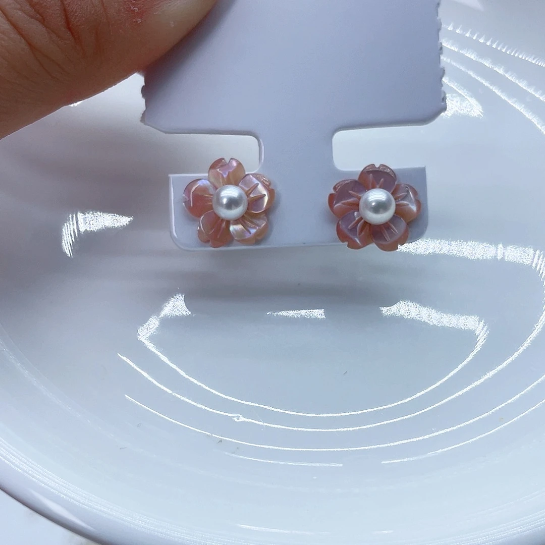 银S925镶嵌耳饰淡水珍珠