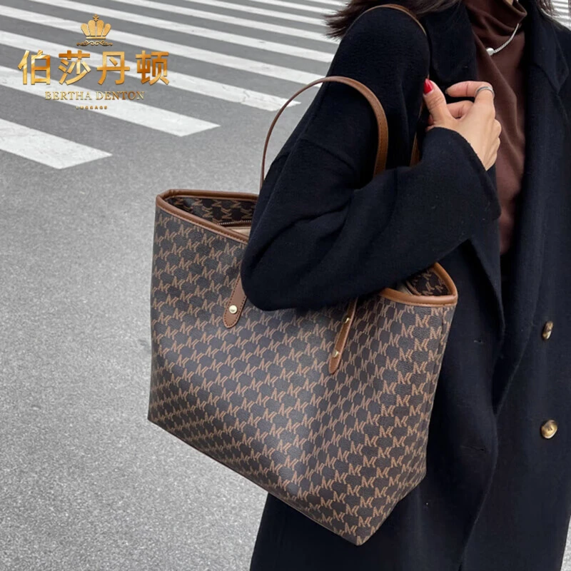 伯莎丹顿包包女士单肩包大容量托特包时尚通勤包轻奢妈妈腋下包潮