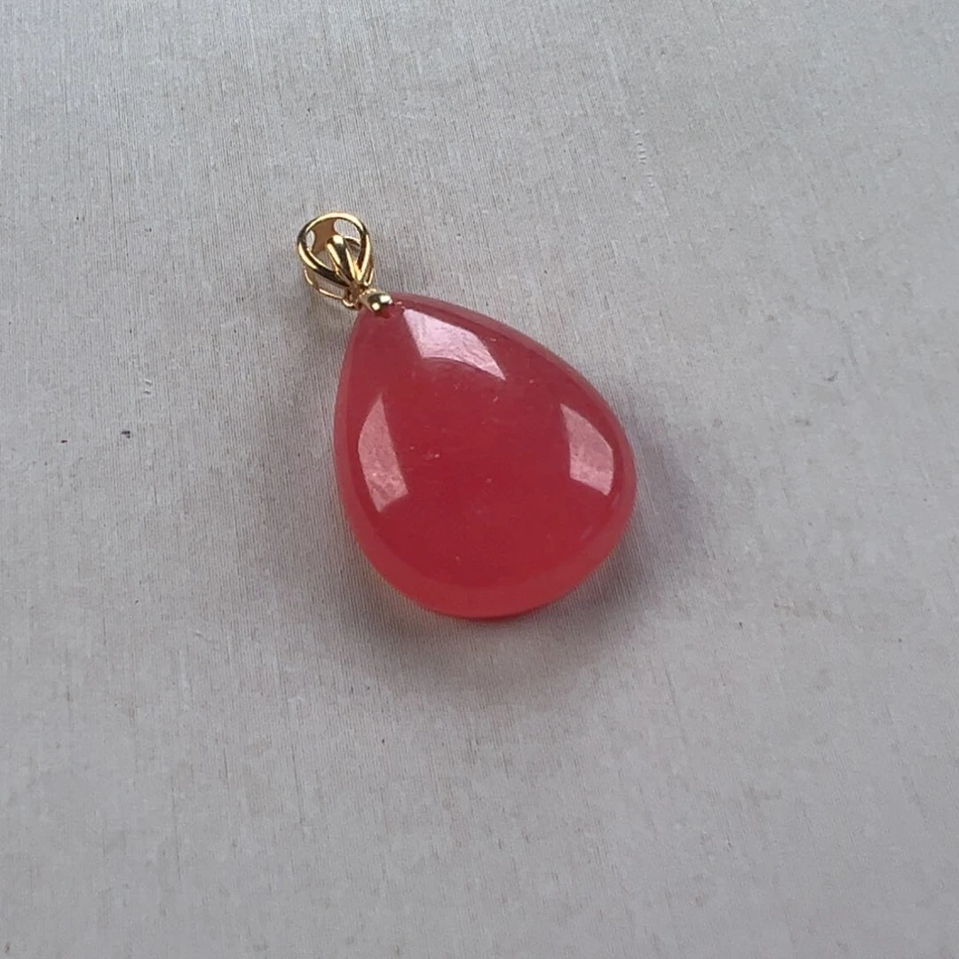 18K金镶嵌菱锰矿（红纹石）吊坠(赠链)t****i