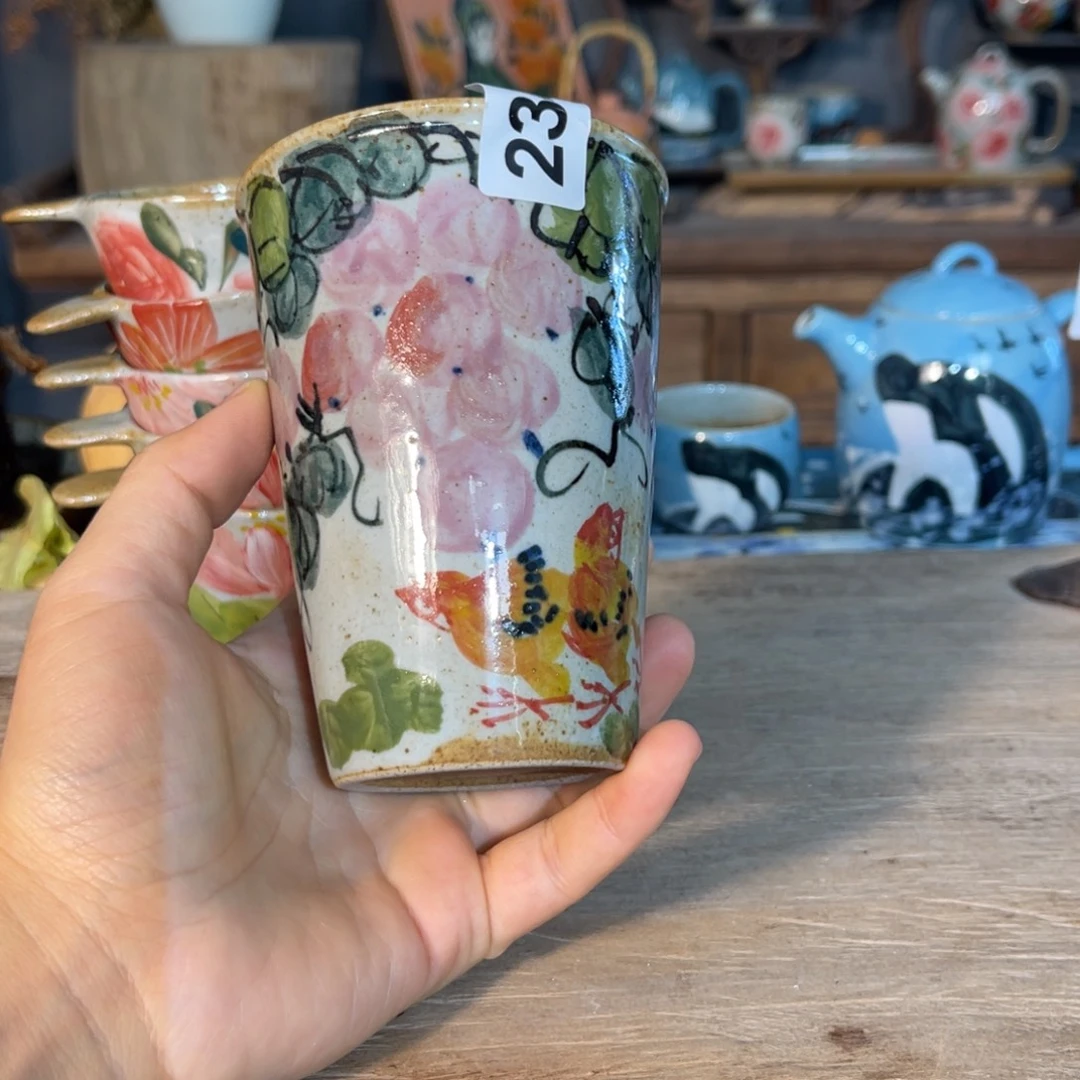壶素浅陶瓷手工手绘