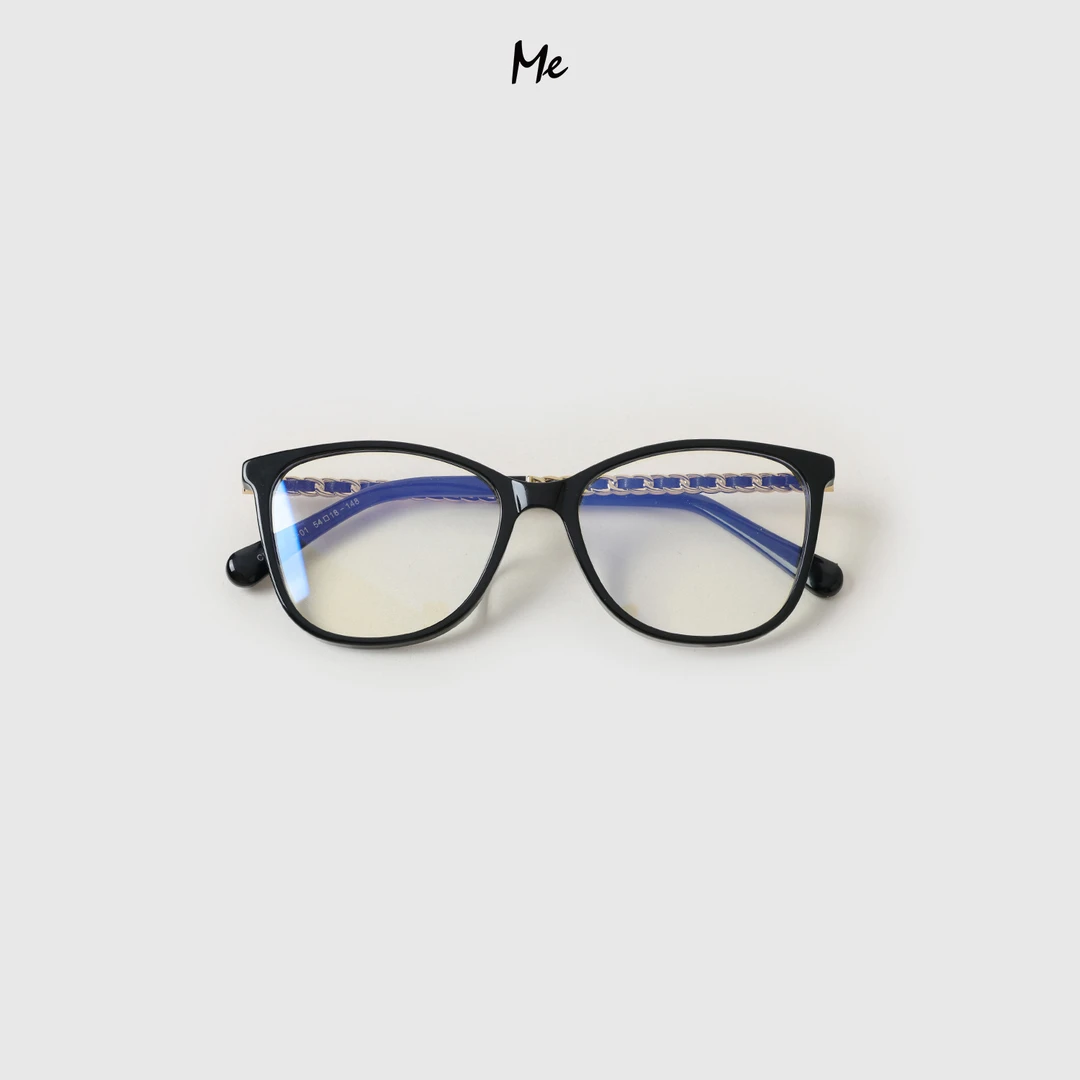 ME【黑金链条眼镜】醋酸板材镜框防蓝光黑框百搭眼镜MEQA2796含镜片