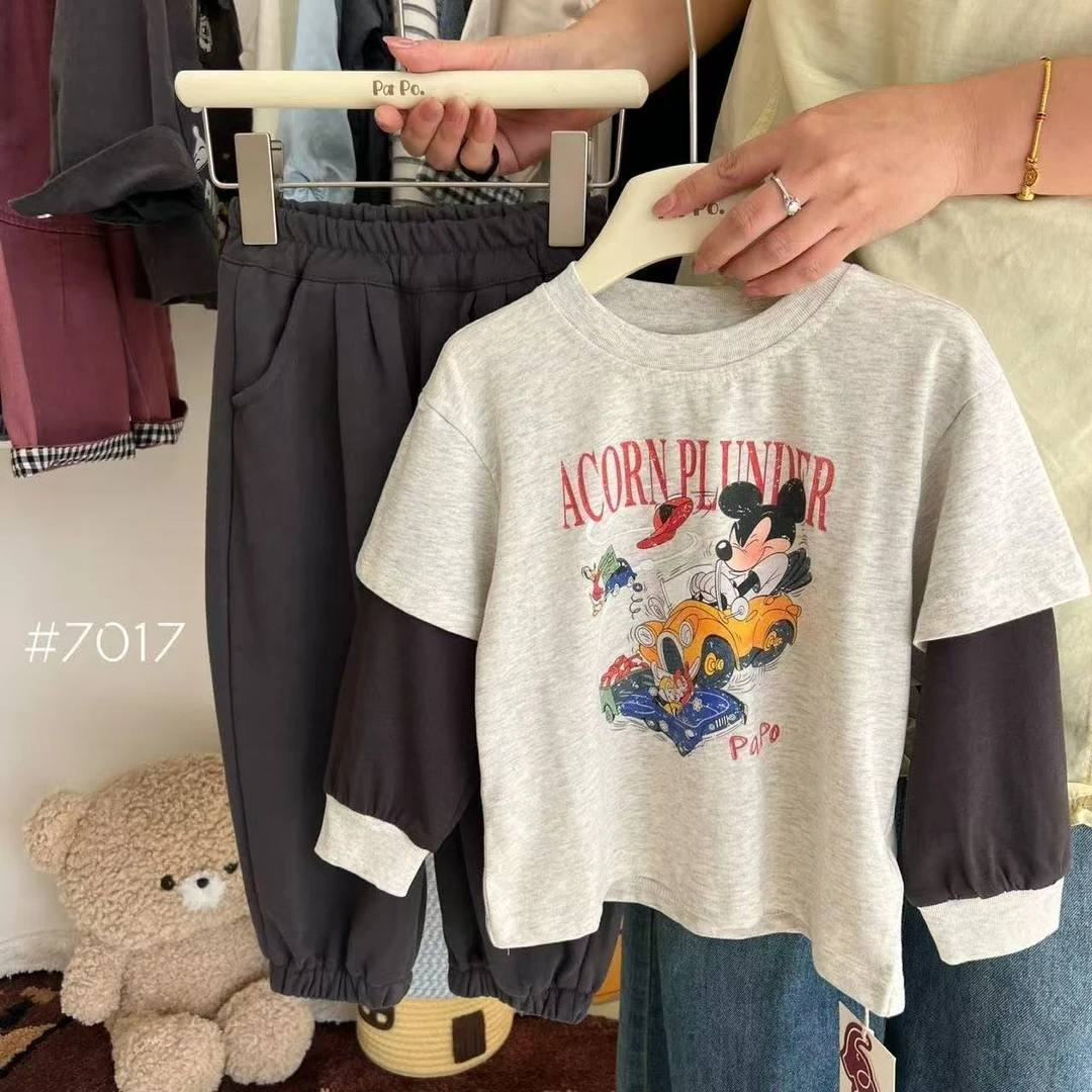 韩版儿童男童秋季服装长袖T恤中小童宝宝秋装百搭休闲卡通上衣潮