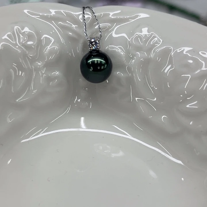 银S925镶嵌海水珍珠颈饰大溪地 8-9mm 93号