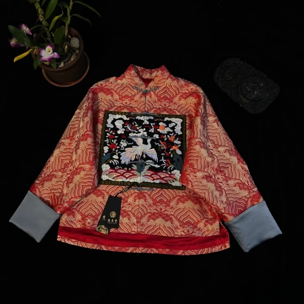 龍熹堂｜手工刺绣经典官补前后双补设计款高端精品蝙蝠衫上衣