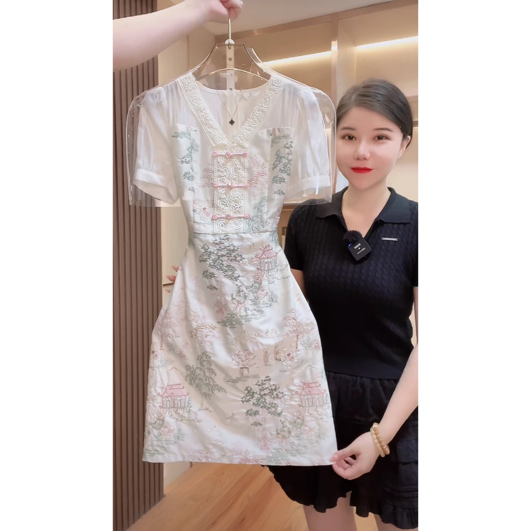 【现货 晚上发】1601囯内设计师品牌女装气质收腰短袖显瘦连衣裙