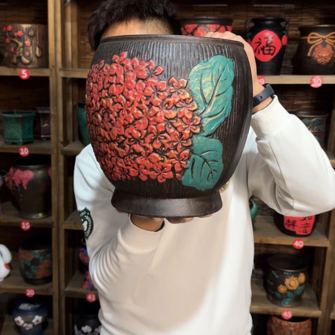 带孔高端浮雕花盆炸炸炸