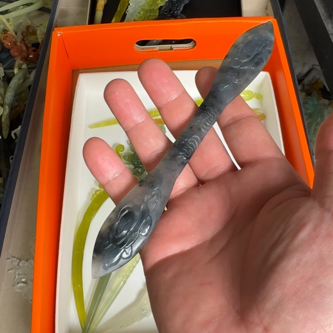 岫玉发饰未镶嵌明君玉簪就是好看