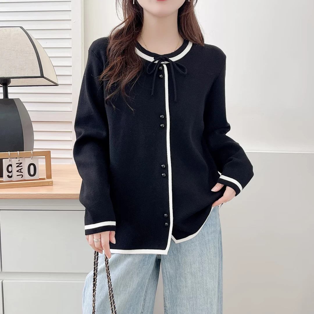 毛针织衫女小香风洋气百搭开衫圆领针织毛衣