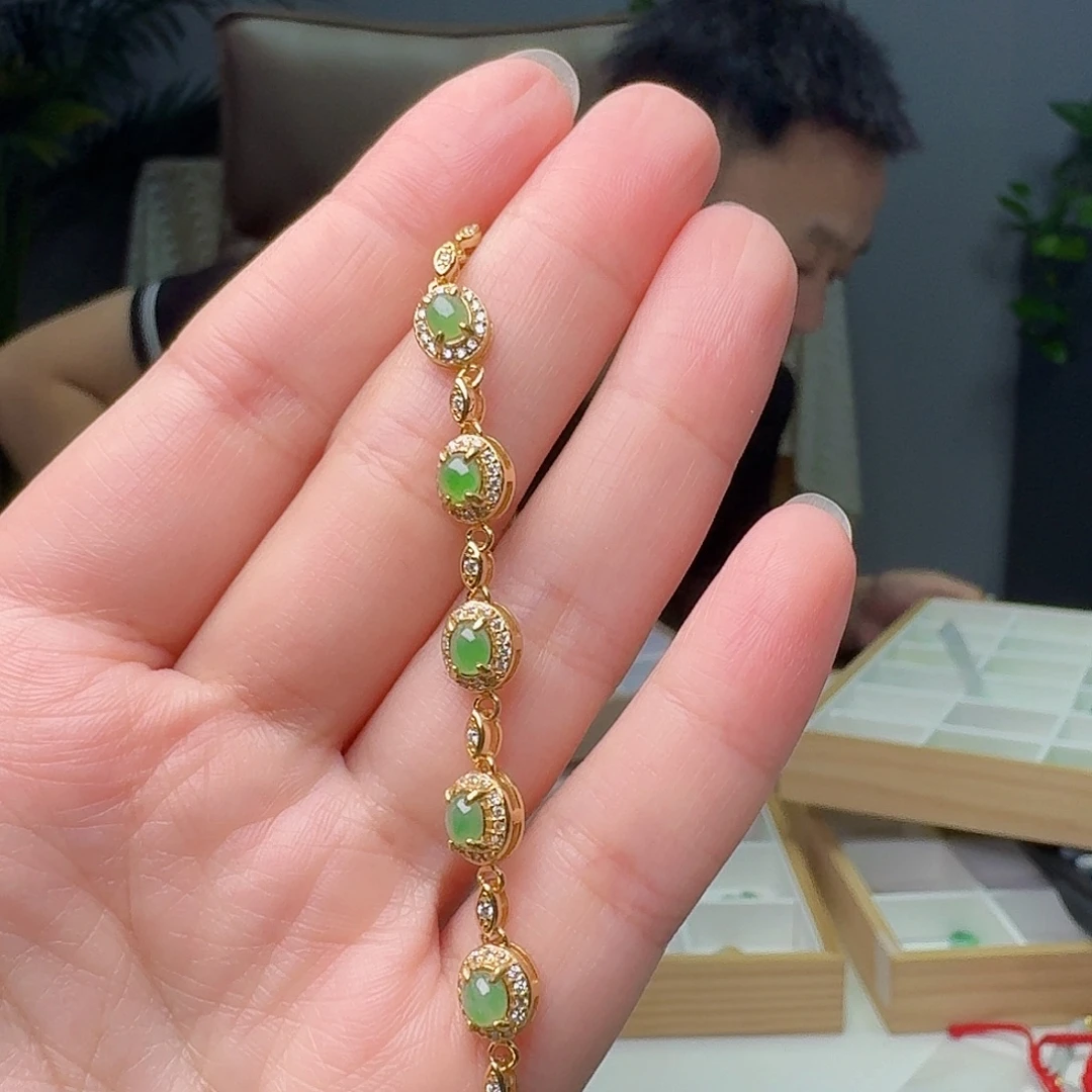 银S925镶嵌手链翡翠天然