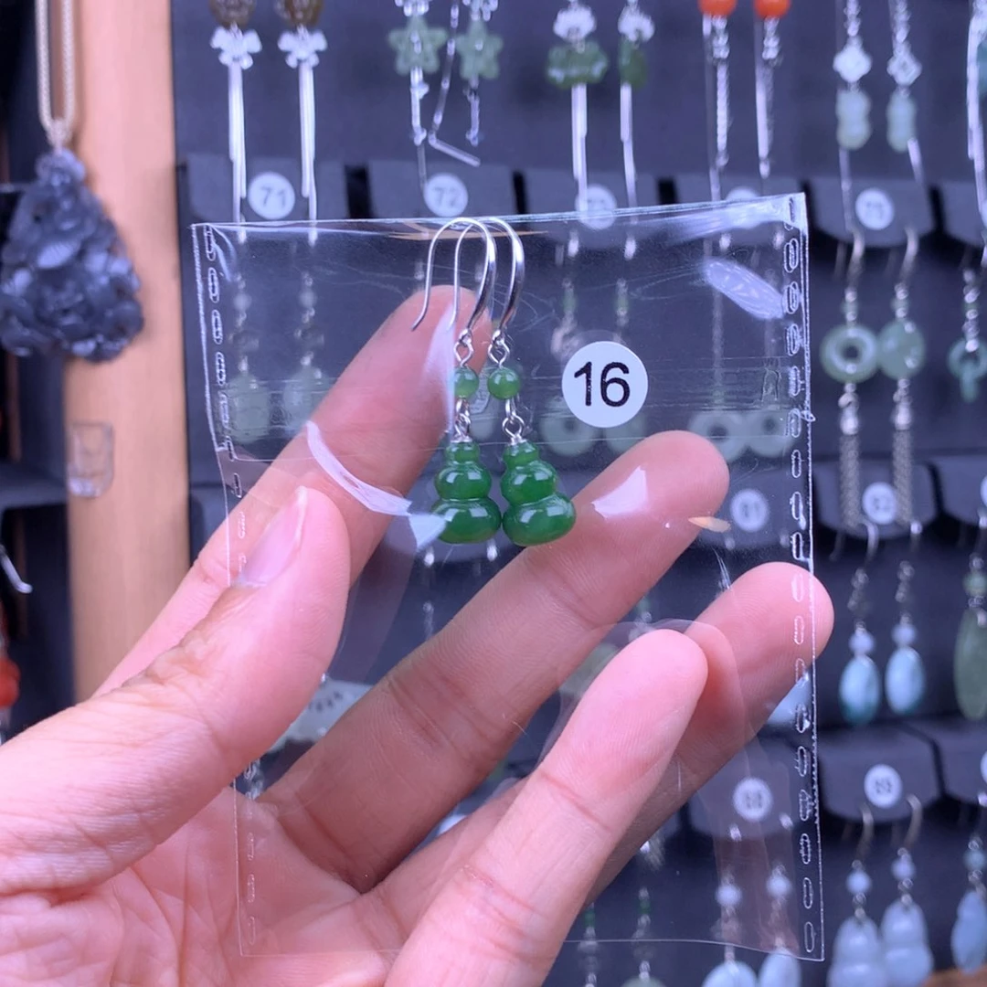 和田玉耳饰银S925镶嵌宁**远