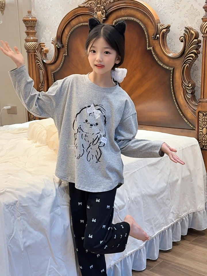 女童家居服套装春秋款长袖2025春季新款时尚中大童儿童春秋睡衣