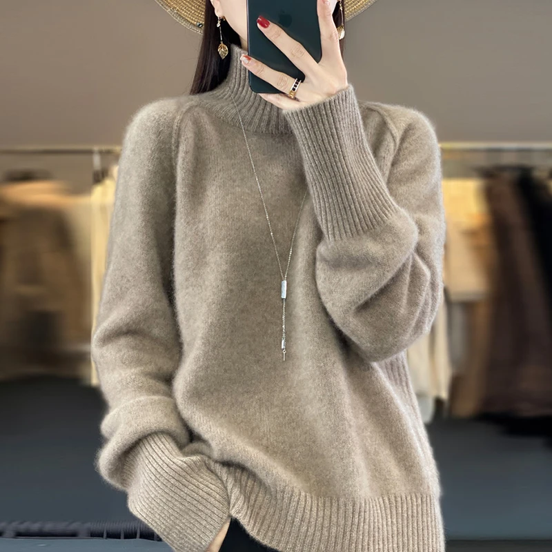 时尚爆款高领羊绒打底衫女2025新款洋气宽松加厚羊毛女装秋冬毛衣