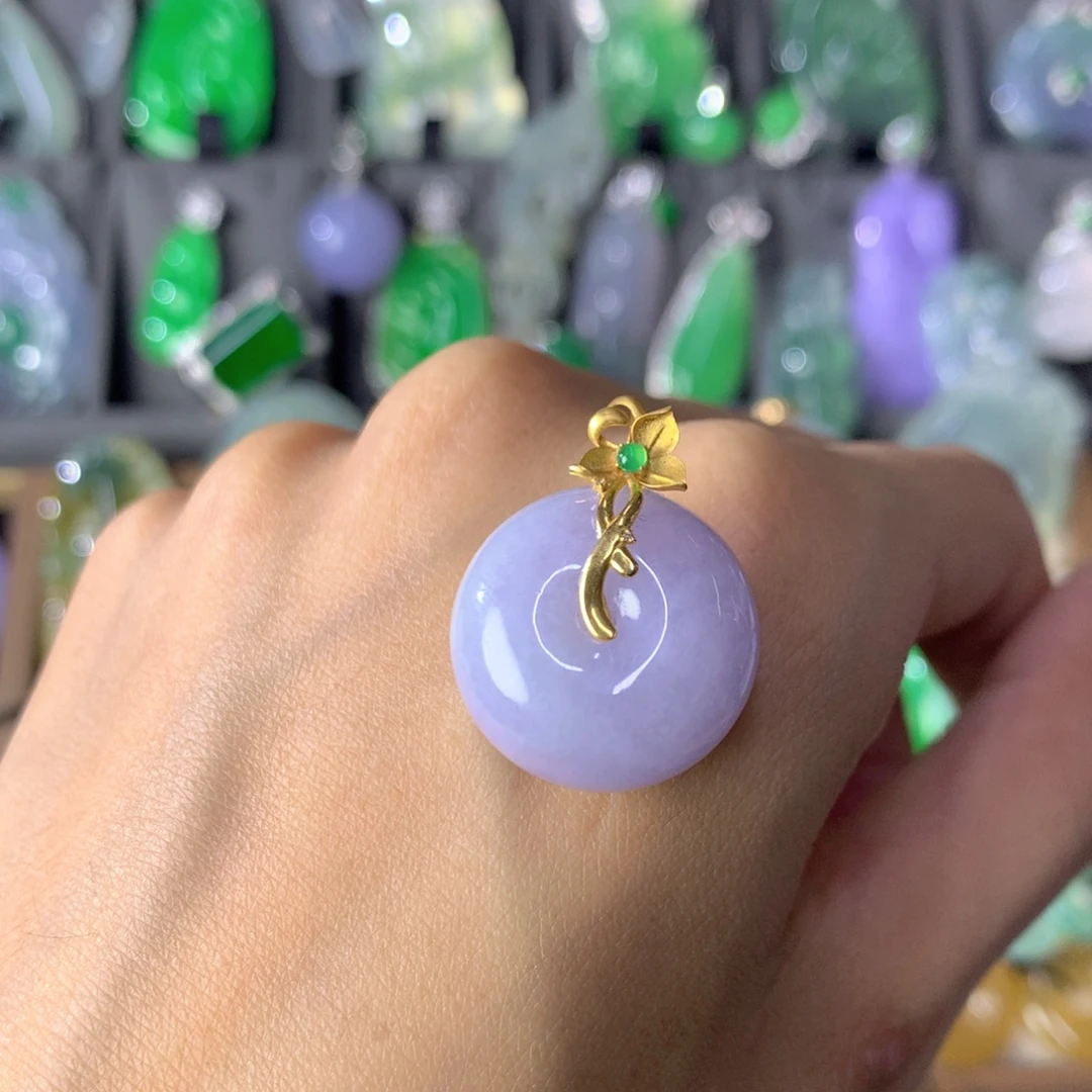 翡翠18K金镶嵌吊坠(不含链)