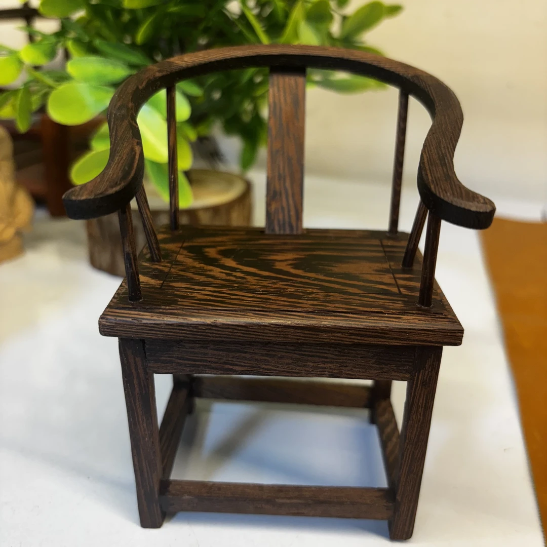 鸡翅木明式圈椅微型模型道具桌面装饰品摆件尺寸（cm）：8*6*13