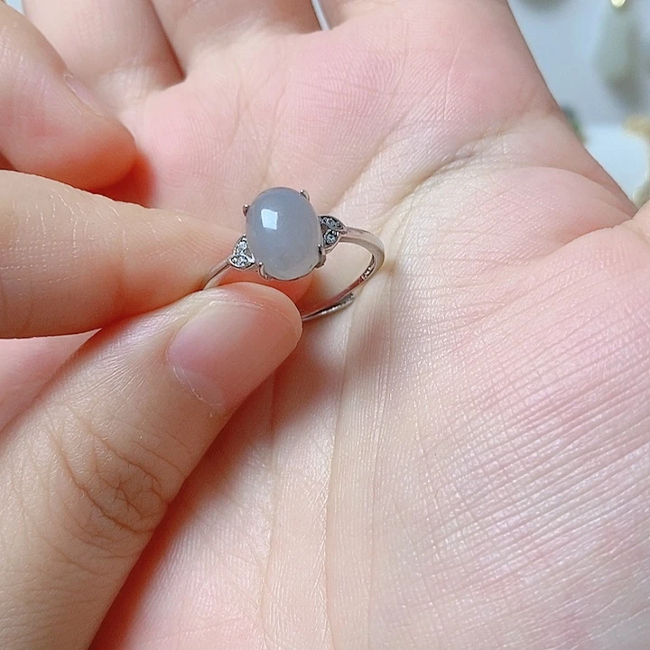 和田玉戒指银S925镶嵌