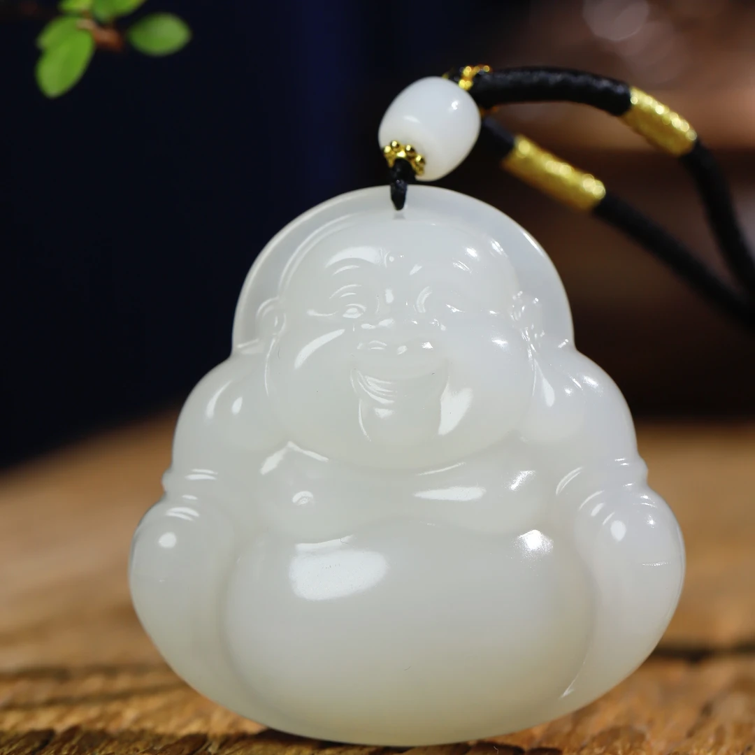 新疆和田玉《弥勒佛》精品挂件润度十足精致时尚精美百搭