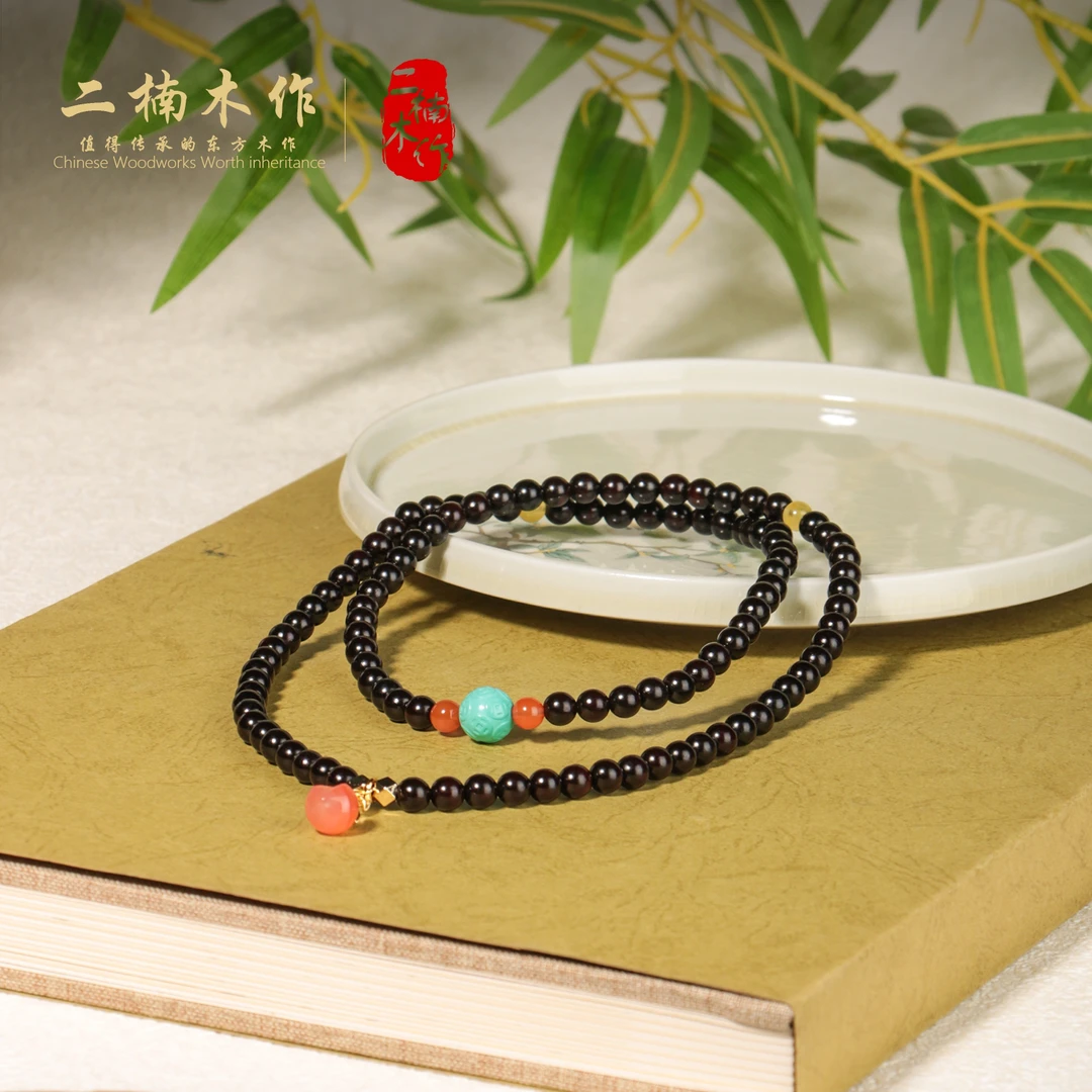 【二楠】【桃夭灼华】正宗印度小叶紫檀0.6＊108颗文玩手串
