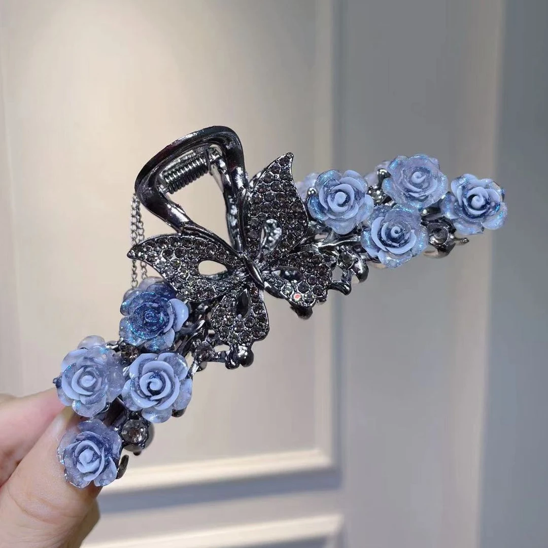 S393 法式复工高级感轻奢百搭简约花朵蝴蝶流苏抓夹