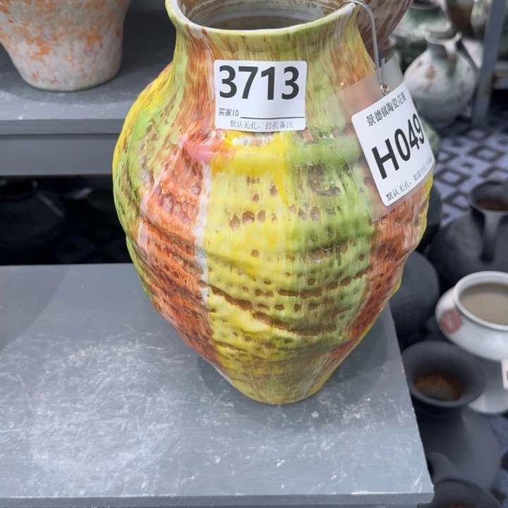 胡***活瓷片景德镇高温花器编码3713高36口10默认无孔