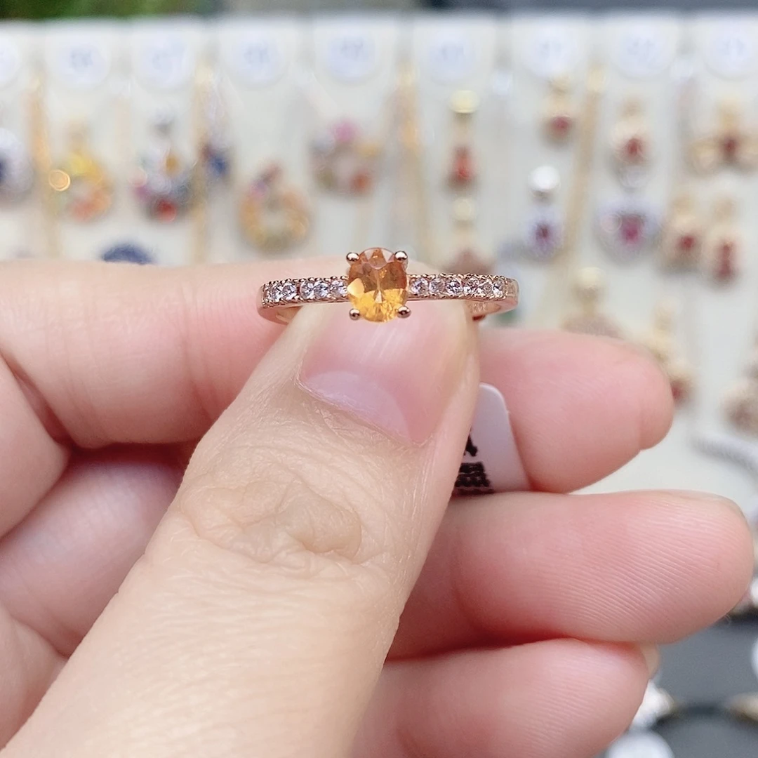 石榴石（芬达石）戒指银S925镶嵌