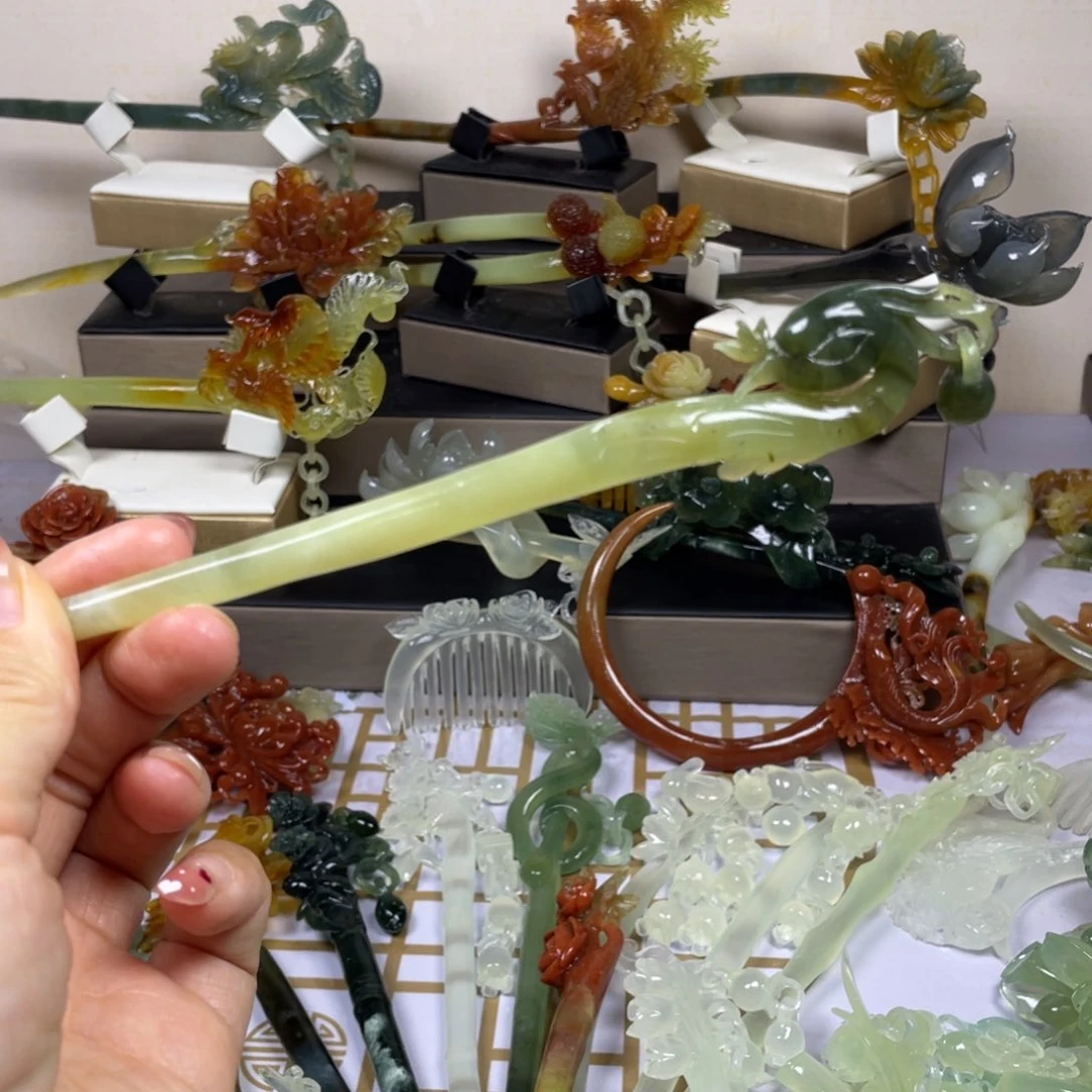 未镶嵌蛇纹石玉发饰