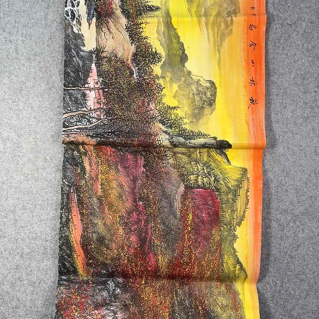 国画525 花鸟在树丛的顶端鸣叫叫声响