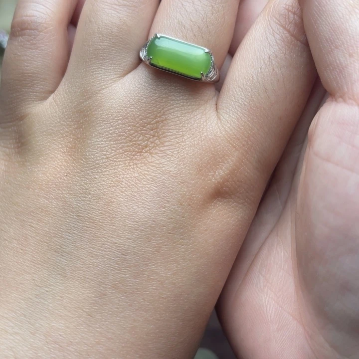 和田玉（碧玉）银S925镶嵌戒指